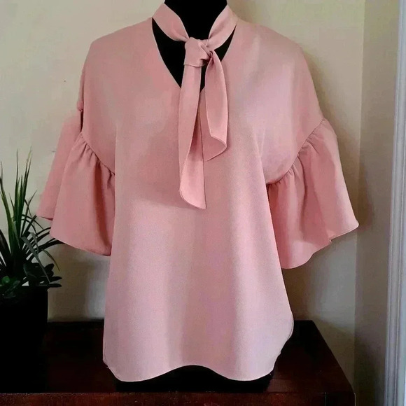 ❤️ Suzy Sheir Tie Neck Blouse Pink XS - Picture 6 of 11